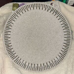 Set of 3 Evelina White Green Beaded Place Mats